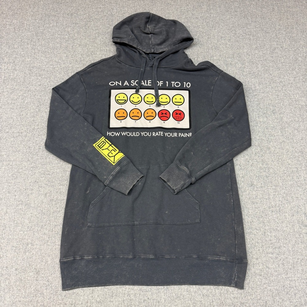 Disney Big Hero 6 Baymax Pain Scale Hoodie Small Faded Black Graphic Pullover